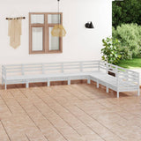 NNEVL 8 Piece Garden Lounge Set Solid Pinewood White