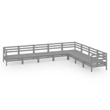 NNEVL 8 Piece Garden Lounge Set Solid Pinewood Grey