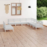 NNEVL 9 Piece Garden Lounge Set Solid Pinewood White