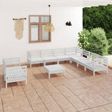 NNEVL 10 Piece Garden Lounge Set Solid Pinewood White
