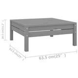 NNEVL 10 Piece Garden Lounge Set Solid Pinewood Grey