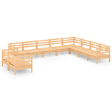NNEVL 10 Piece Garden Lounge Set Solid Pinewood