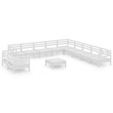 NNEVL 12 Piece Garden Lounge Set Solid Pinewood White