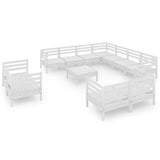 NNEVL 12 Piece Garden Lounge Set Solid Pinewood White