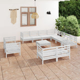 NNEVL 12 Piece Garden Lounge Set Solid Pinewood White