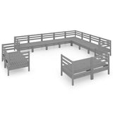 NNEVL 12 Piece Garden Lounge Set Solid Pinewood Grey