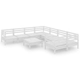 NNEVL 9 Piece Garden Lounge Set White Solid Pinewood
