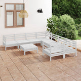 NNEVL 9 Piece Garden Lounge Set White Solid Pinewood