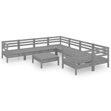 NNEVL 9 Piece Garden Lounge Set Grey Solid Pinewood