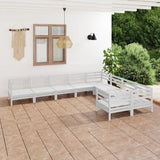 NNEVL 9 Piece Garden Lounge Set White Solid Pinewood