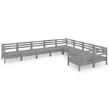 NNEVL 9 Piece Garden Lounge Set Grey Solid Pinewood