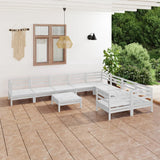 NNEVL 10 Piece Garden Lounge Set White Solid Pinewood