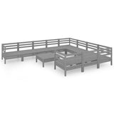 NNEVL 11 Piece Garden Lounge Set Grey Solid Pinewood