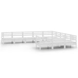 NNEVL 11 Piece Garden Lounge Set White Solid Pinewood