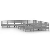 NNEVL 12 Piece Garden Lounge Set Grey Solid Pinewood