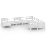 NNEVL 10 Piece Garden Lounge Set White Solid Pinewood