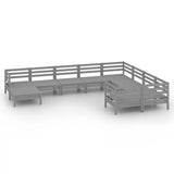 NNEVL 10 Piece Garden Lounge Set Grey Solid Pinewood