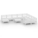 NNEVL 11 Piece Garden Lounge Set White Solid Pinewood