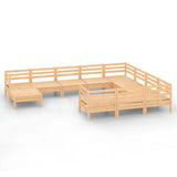 NNEVL 11 Piece Garden Lounge Set Solid Pinewood
