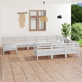 NNEVL 11 Piece Garden Lounge Set White Solid Pinewood