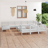 NNEVL 12 Piece Garden Lounge Set White Solid Pinewood