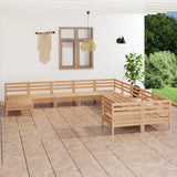 NNEVL 11 Piece Garden Lounge Set Solid Pinewood