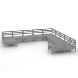 NNEVL 11 Piece Garden Lounge Set Grey Solid Pinewood