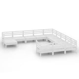 NNEVL 12 Piece Garden Lounge Set White Solid Pinewood