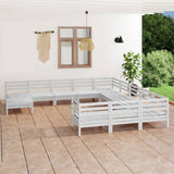 NNEVL 12 Piece Garden Lounge Set White Solid Pinewood
