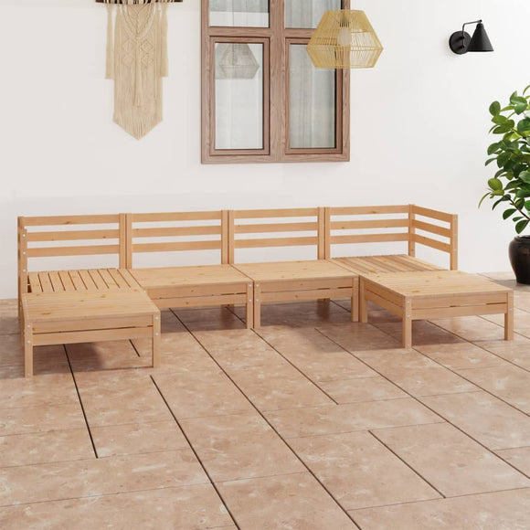 NNEVL 6 Piece Garden Lounge Set Solid Pinewood