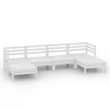 NNEVL 6 Piece Garden Lounge Set White Solid Pinewood