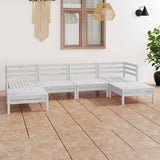 NNEVL 6 Piece Garden Lounge Set White Solid Pinewood