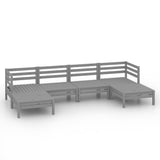 NNEVL 6 Piece Garden Lounge Set Grey Solid Pinewood