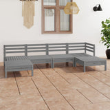 NNEVL 6 Piece Garden Lounge Set Grey Solid Pinewood