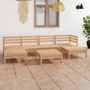 NNEVL 7 Piece Garden Lounge Set Solid Pinewood