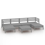 NNEVL 7 Piece Garden Lounge Set Grey Solid Pinewood