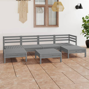 NNEVL 7 Piece Garden Lounge Set Grey Solid Pinewood