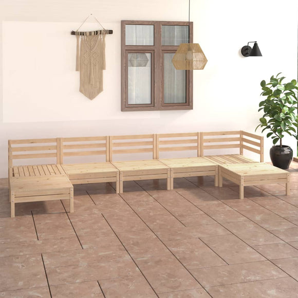 NNEVL 7 Piece Garden Lounge Set Solid Pinewood