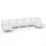 NNEVL 7 Piece Garden Lounge Set White Solid Pinewood