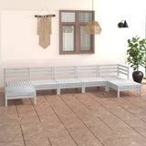 NNEVL 7 Piece Garden Lounge Set White Solid Pinewood