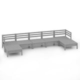 NNEVL 7 Piece Garden Lounge Set Grey Solid Pinewood