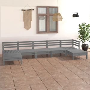 NNEVL 7 Piece Garden Lounge Set Grey Solid Pinewood