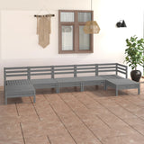 NNEVL 7 Piece Garden Lounge Set Grey Solid Pinewood