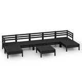 NNEVL 8 Piece Garden Lounge Set Black Solid Pinewood