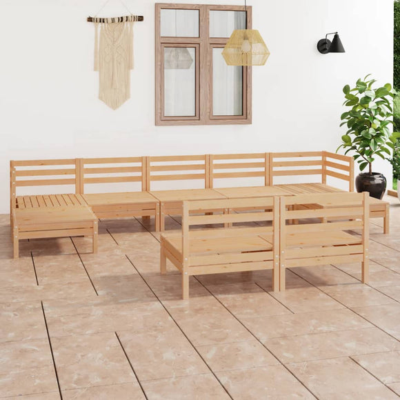 NNEVL 9 Piece Garden Lounge Set Solid Pinewood
