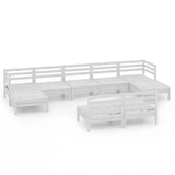 NNEVL 9 Piece Garden Lounge Set White Solid Pinewood