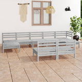 NNEVL 9 Piece Garden Lounge Set White Solid Pinewood