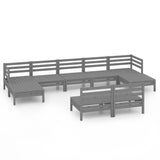 NNEVL 9 Piece Garden Lounge Set Grey Solid Pinewood