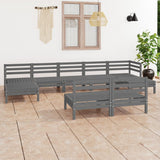 NNEVL 9 Piece Garden Lounge Set Grey Solid Pinewood