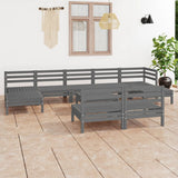 NNEVL 10 Piece Garden Lounge Set Grey Solid Pinewood